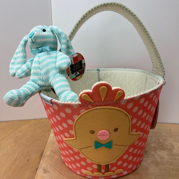 Other - 2 Piece FAO Schwartz Easter Basket & Bunny NEW